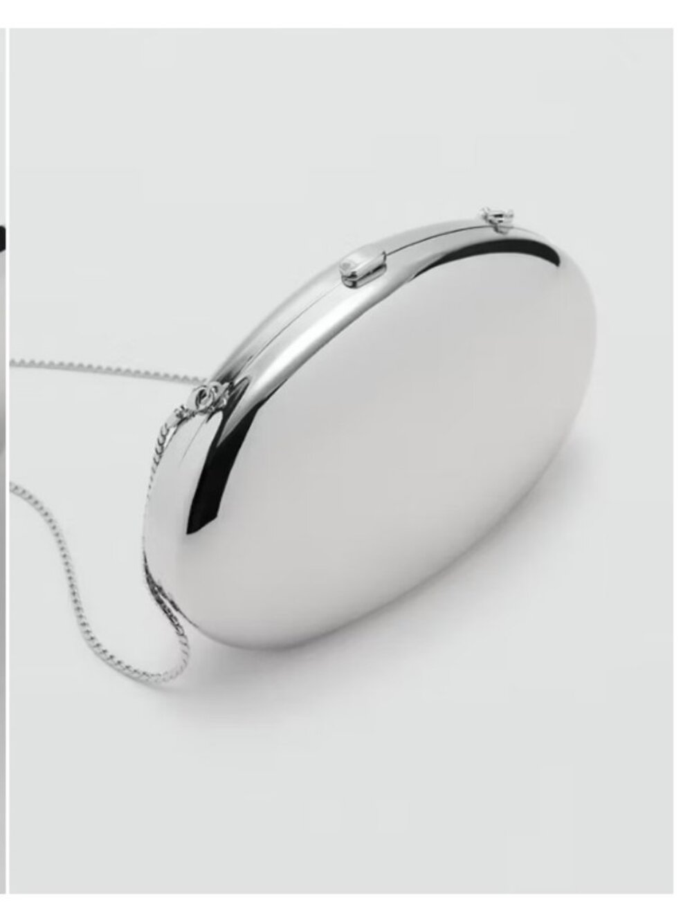 MANGO MNG metallic mirror oval clutch shoulder bag - Silver - Picture 5 of 5